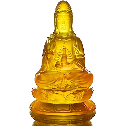 HYBUKDP Estatuas Estatua De Guanyin Estatua De Guanyin Imitación Artesanía De Vidrio De Guanyin Escultura Resina Para El Hogar Estatua De Buda Mobiliario Decoración Del Bodhisattva Guanyin Escultura d Cover