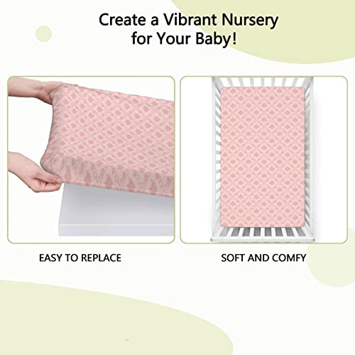 Damask Themed Fitted Mini Crib Sheets,Portable Mini Crib Sheets Soft & Stretchy Fitted Crib Sheet-Crib Mattress Sheet Or Toddler Bed Sheet, 24“ X38“,Blush Rose #TOP5