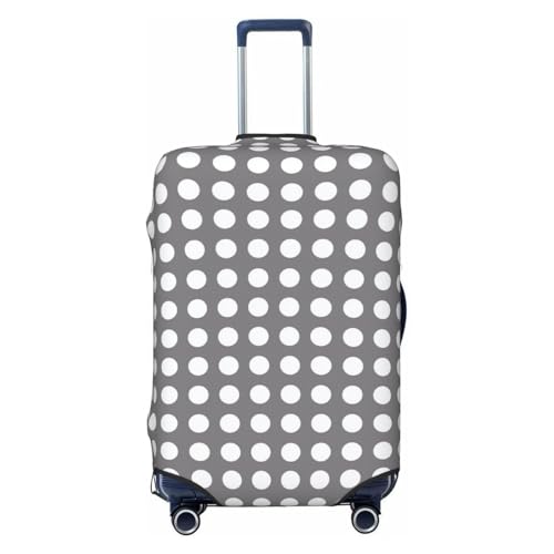 White Circular Dots On Gray Elastic Travel Luggage Covers Dustproof Scratch-Resistant Suitcase Protector Fit 22-24 Inch