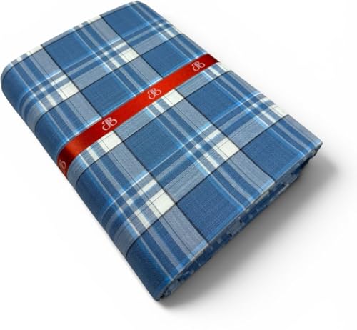Image of JHABAK'S Cotton Blend Unstitched Checkered Fabric for Men - 2.35m Shirt Piece / 3m Kurta Piece - Width 36 Inches