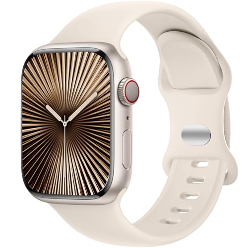 Dirrelo Compatibles con Correa Apple Watch SE 40mm 41mm 38mm 42mm Mujer, Pulsera Deportiva Silicona Suave Duradero Reemplazo para iWatch Apple Watch Series 10 9 8 7 6 5 4 3 2 1, Blanco Estrella