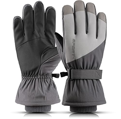 [KondaTech] スキーグローブ メンズ防寒グローブ スポーツグローブ スノーグローブ アウトドアグローブ【あったか裏起毛】 防寒手袋 零下10℃防寒 タッチパネル対応・防水・防風・滑り止め・紛失予防・3A抗菌素材 スノボグローブ 登山 雪遊び 除雪作業 フリーサイズ (グレー)