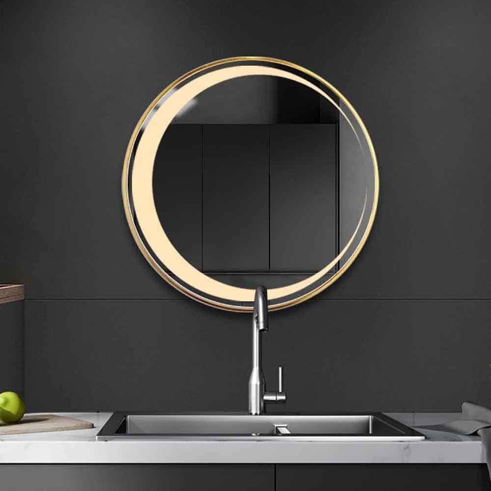 PhAsz LED Mirror for Bathroom 3-Color Dimmable Vanity Mirror for Wall Round Lighted Mirror with Smart Touch Button