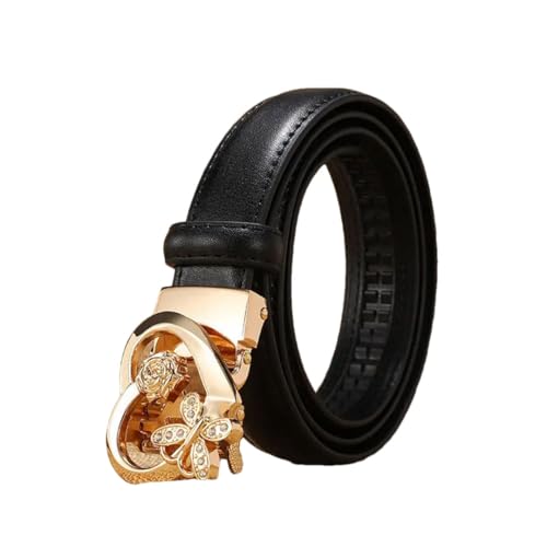 Women’S Candy Color Genuine Leather Automatic Buckle Luxury Designer Belt For Dresses Solid Pattern 2.3Cm Width