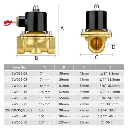 Électrovanne laiton 2W DN10 de haute précision normalement fermée 110V AC