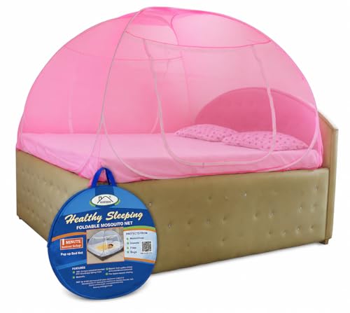 Healthy Sleeping Foldable Polyester Double Bed Mosquito Net (New OC Pink)