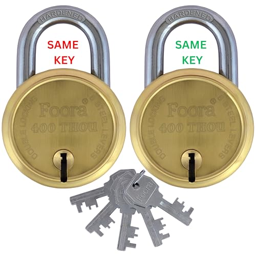 Foora Same Key Lock 400 Thou Gold Padlock - Heavy Duty, Double Locking, Hardened Shackle, 8 Lever Mechanism, 65mm (2 Locks Open with Single Key) - Perfect for Home, Door, Gate, and Shutter Security (B0CZ9MRYRY) Amazon Price History, Amazon Price Tracker