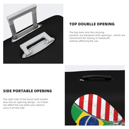 Travel Luggage Cover Heart America Flag And Brazil Flag Fashion Washable Baggage Suitcase Protector Fit For Luggage Medium4