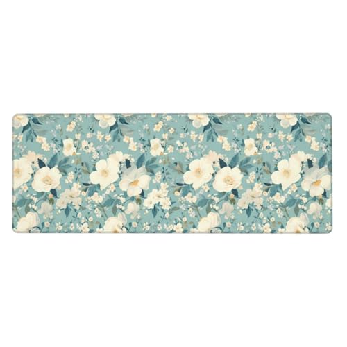 Grand tapis de souris de jeu 80x30 cm bleu sarcelle et gris pour PC