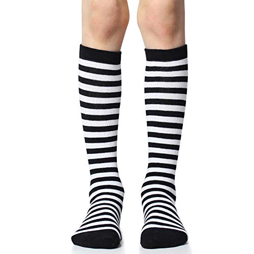juDanzy Knee High Socks with Grips for Babies, Toddlers and Children (1 Pair) - Black stripe- 12-24 Months