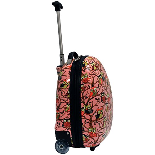 Owl Print Kids Hard Shell Luggage/Children Suitcase Carry On Luggage in 3 Colors (Pink)3