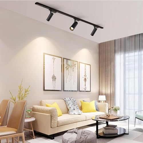 Image of GU10 LED Black Track Lighting Complete Kit, 3000K Warm White, 24 Packs GU10 Dimmable Ceiling Spotlight Fixture with 26.24ft H Type Track Rails, Replaceable 10W LED Bulbs for Home