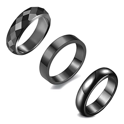 Hematite Rings for Women Anti-Swelling Black Obsidian Rings for Women Men (Ring Size 10)