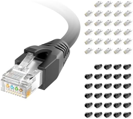 VCELINK Cat6A Pass Through RJ45 Connectors, Cat7 Shielded STP/FTP (Black, 30-Pack)