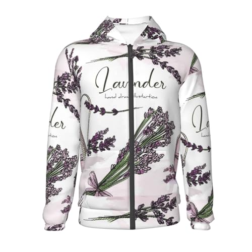 Lavender Herbs and Plants Kids Pullover Hoodies Boys Zip Up Sweatshirts Girls Athletic Clothes with Pocket2