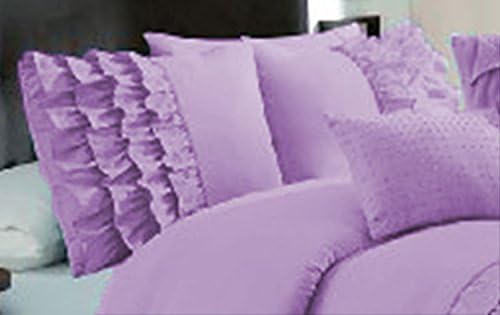 Ultra Soft Solid Half Ruffle Pillow Shams Pair 100% Egyptian Cotton 600 Thread Count (2 Piece Set) Euro Lavender