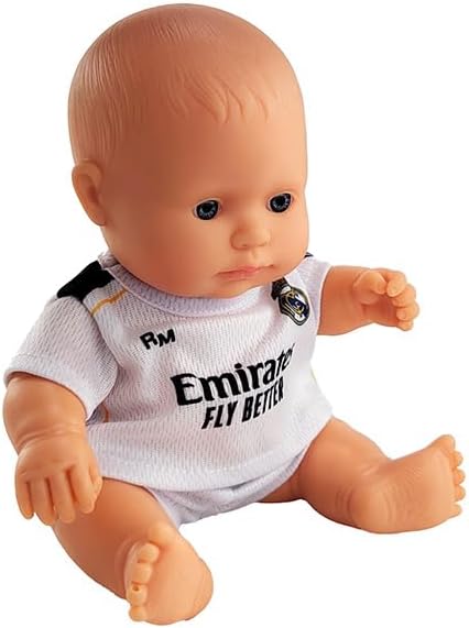 Real Madrid Realistic Reborn Baby Dolls with Official Dress, Cute Scented Body with Vanilla Perfume, Articulated and Collectible Soccer Doll, 8 1/4 inches tall | RM Official License (Caucasian Boy)