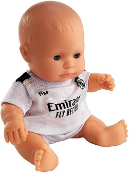 Real Madrid Realistic Reborn Baby Dolls with Official Dress, Cute Scented Body with Vanilla Perfume, Articulated and Collectible Soccer Doll, 8 1/4 inches tall | RM Official License Caucasian Boy