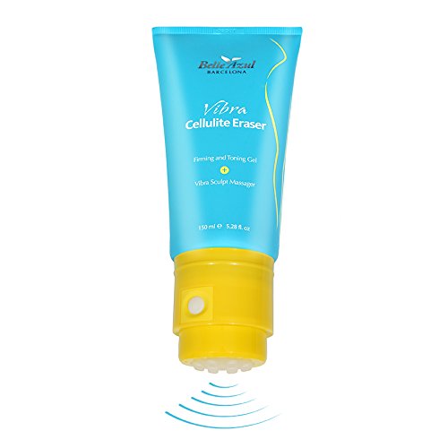 Belle Azul Vibra Cellulite Eraser with applicator. Natural Ingredients Caffeine, Cacao and Seaweed Extracts. Advanced Firming and Toning Anti Cellulite Cream for Smooth Skin. 150 ml / 5,28 fl oz