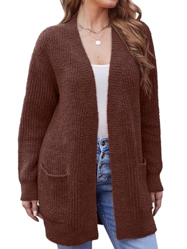 Image of Snuggle Sac Cardigan Sweaters for Women with Pocket Trendy Casual Long Sleeve Tops Open Front Fall Winter Coats