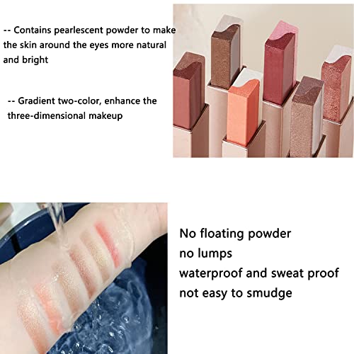 Alngfuik 12 Colors Glitter Eyeshadow Stick,Double Colors Shimmer Eye Shadow Stick Gradient Eye Makeup #TOP1