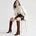 Modatope Brown Suede Knee High Boots for Women Suede Pointed Toe Chunky High Heel Tall Womens Fashion Fall Knee High Boots Size 8.5