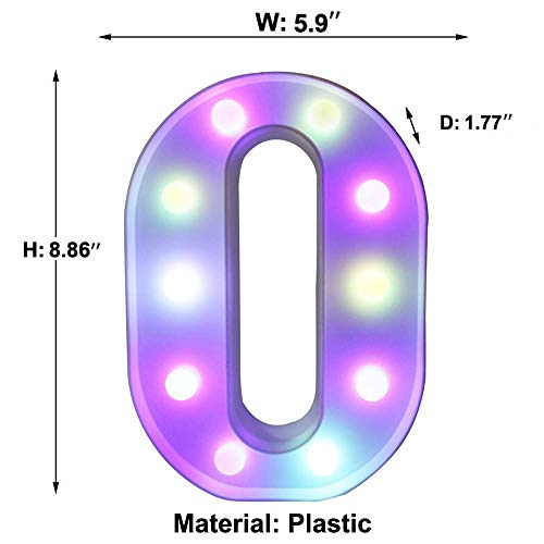 Image of Pooqla Colorful Marquee Letters LED Light Up Letters with Remote, Party Birthday Letter with Lights Decorations for Classroom Room Dorm Home - Multicolor Letter O