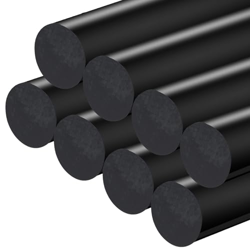 Image of 8PCS Round Acetal Copolymer Rods, 0.98 Inch Diameter x 11.8 Inch Length, Black POM-C Plastic Rods, Standard Tolerance, High Strength & Machinable, Non-Marring Fixtures, Industrial Grade