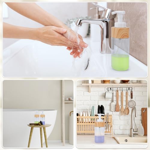Image of Segbeauty Foaming Soap Dispenser Pump Bottles, 2 Pack of 16.9oz Refillable Plastic Container for Liquid Soap, 500ml Clear Press Foam Hand Soap Dispenser for Modern Bathroom Kitchen Farmhouse Decor