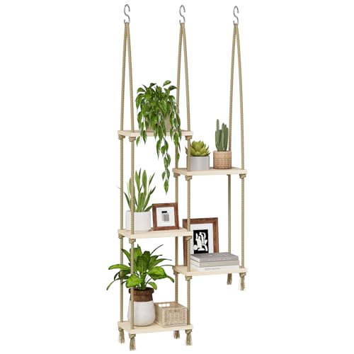 Bamworld Hängeregale Pflanzenhänger Indoor Fenster Pflanzenregale Holz...
