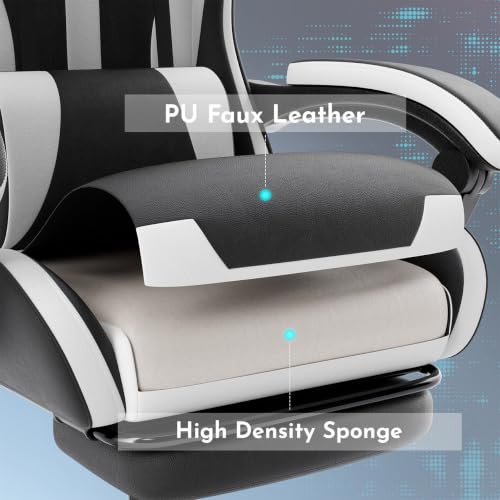 Image of Gaming Desk Chair for Adults, Ergonomic Gaming Chair (Black+White-2)