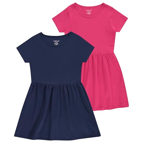 Pink Angel Girls' 2-Pack Short Sleeve Cotton Dresses - Superior Comfort, Breathable, Durable, and Easy Maintenance