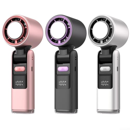 Ice Cool - Mini ventilatore portatile USB a 100 velocità, con display digitale, controllo della temperatura, per casa, ufficio, campeggio, viaggi, raffreddamento personale (rosa refrigerante)