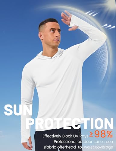 KEFITEVD Hoodies for Men UPF 50+ Long Sleeve Rash Guard SPF Swim Fishing Lightweight Quick Dry UV Shirts2