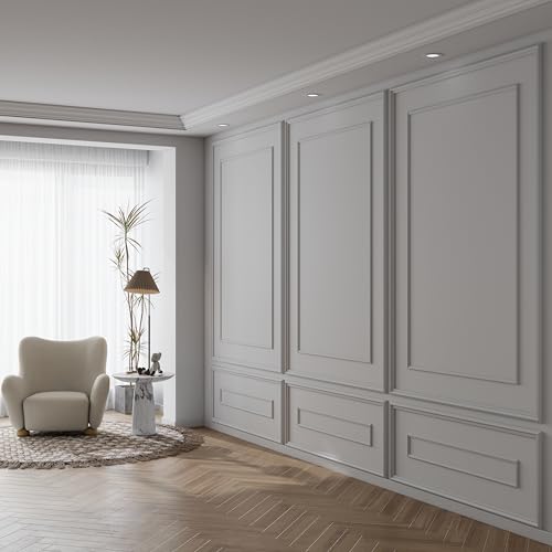Pangda 3 Sets Peel and Stick Wall Molding Kit Inner and Outer Layer Style Premade Wainscoting Panel for Interior Wall Moulding Decor Accent Molding (48x70inch) by Pangda - Image 3