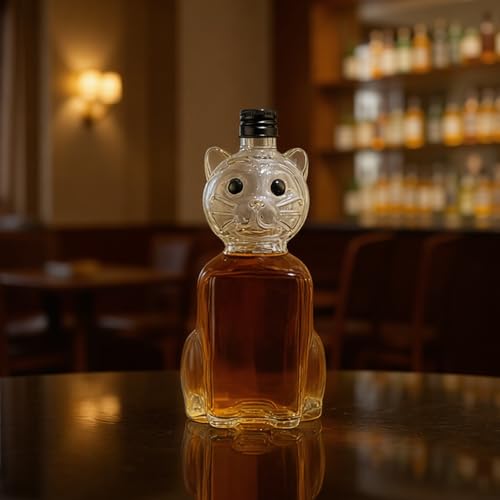 Bouteille à whisky ergonomique chat en verre borosilicate de table