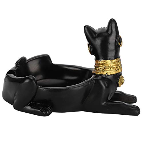Kat godin asbak, vintage hars ambachtelijke Egyptische zwarte kat god beeldje asbak sculptuur standbeeld thuiskantoor… - Image 4