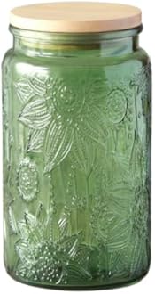 ANSQU Green Glass Canister, 34oz Candy Jar with Lid, Vintage Colored Mason Jars for Kitchen Decorative Jar for Coffee Tea Candy Cookies, Cute Jars (Green, 1 Pack)