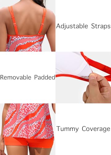 Image of ROSEWE 2025 Tankini Swimsuits for Women, Two Piece Bathing Suits with Shorts, Modest Tank Top Swim Dress
