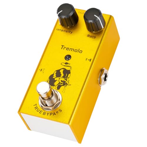 JEWEDECO ギターエフェクト チューブトレモロペダル エレキギター用ペダルエフェクト トレモロエフェクトペダル 効果 ギターペダルアンプ トゥルーバイパス用ペダルエフェクト 合金 Yellow