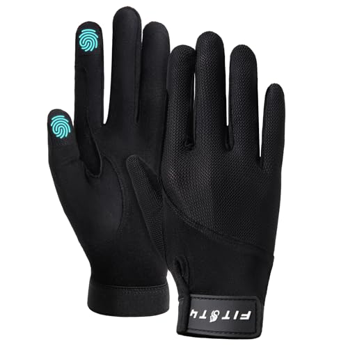 FitsT4 Sports Horse Riding Gloves Equestrian Women Mesh Breathable Gloves for Horseback Riding Touchscreen Black M