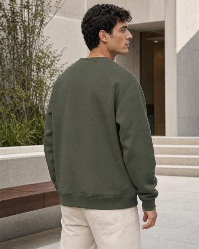 Image of Nobero Oversized Sweatshirts for Man Stylish Crew Neck | 280 GSM Rich Cotton Fleece Solid Oversized Fit Full Sleeve Sweatshirt for Men | Stylish Casual Wear Winter Sweatshirt for Men