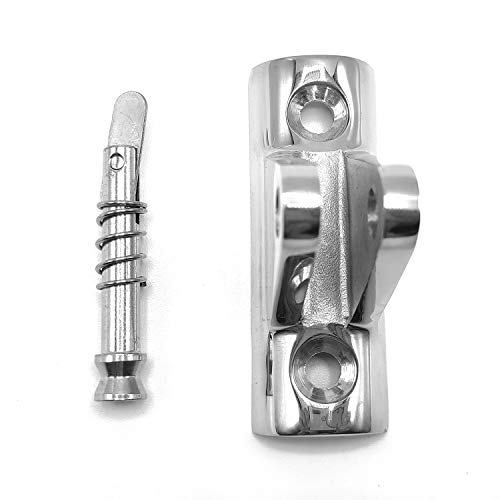 Amadget 2 Pcs Bimini Top Deck Hinge 90°Fitting Concave Base Hardware With Quick Release Pin 316 Stainless Steel With Screws #TOP4
