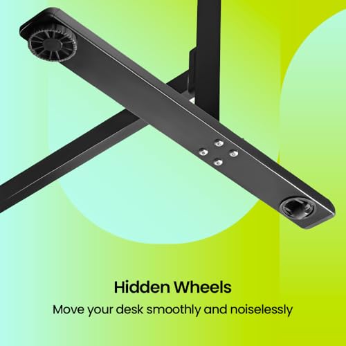 Image of Sleepyhead Lyft Designed by Duroflex - Height Adjustable Desk for Home Office & WFH | Portable Sit Stand Table with Hydraulic Lift, Wheels & Ergonomic Laptop Workstation (Black Base & Walnut Top)