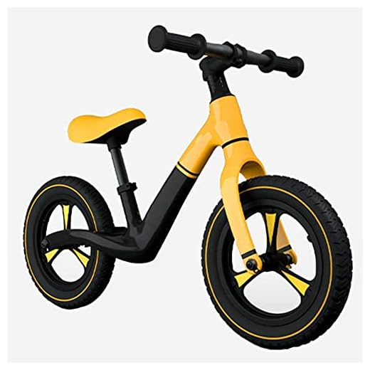 12"cykel i 2-6 år gammal toddler barn lättvandrande cykel for pojkar och flickor höjd justerbart styrsäte barn träning cykel (Color : Yellow)