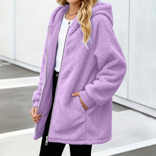 Girls Fleece Jacket with Hood Zip Up Long Winter Coat with Pockets Fall | Soft fleece jacket, hooded full-zip design and side pockets for girls, for school, travel, outdoor play and everyday wear - image 7