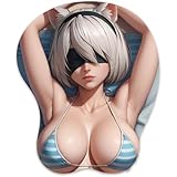 RUFSMAAN 3D Mouse Pad Oppai Mousepad with Soft Gel Wrist Rest Anime Manga Gaming Boob pad Anti-Slip Mouse Mat （2B ）