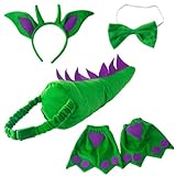 Tigerdoe Dragon Tails - Dinosaur Costume - Dino Theme Party - Dress Up - Animal Tails (Green and Purple Dragon Accessories)