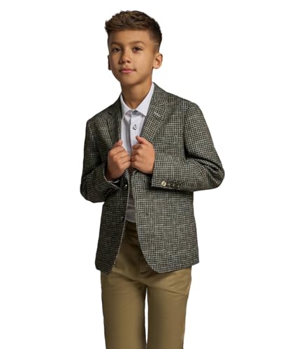 Tenue père-fille et fils en blazer vert pied-de-poule pour mariage