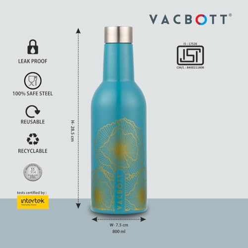 Image of Clay Craft VACBOTT IVY Wine Gold Double Walled|18 Hours Hot and 24 Hours Cold Water Vacuum Insulated Flask Bottle|1 Pcs|1000 ml Water Bottles|Travelling|BPA-Free|BIS Certified|1Year Limited Warranty